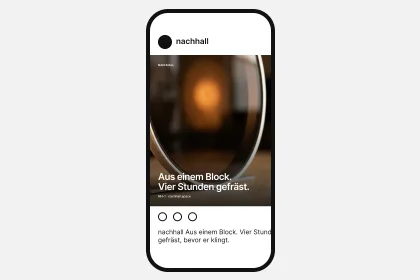 Instagram-Post von nachhall im Smartphone: Aus einem Block. Vier Stunden gefräst, bevor er klingt.