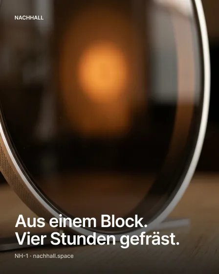 Instagram-Post 4:5: Aus einem Block. Vier Stunden gefräst, bevor er klingt.